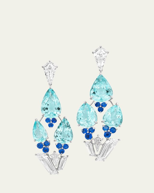 White Gold Paraiba Earrings with Diamonds